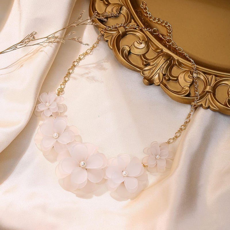 Flyonce Flower Collar Necklace, Floral Flowers Statement Summer Beach Chokers Necklaces for Women - Image 5